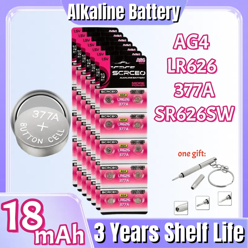 2-100PCS  AG4 LR626 Watch Alkaline Battery Button Battery 1.55V 377 SR626SW 377A CX66W Cell Coin  Battery For Watch Toys Clock