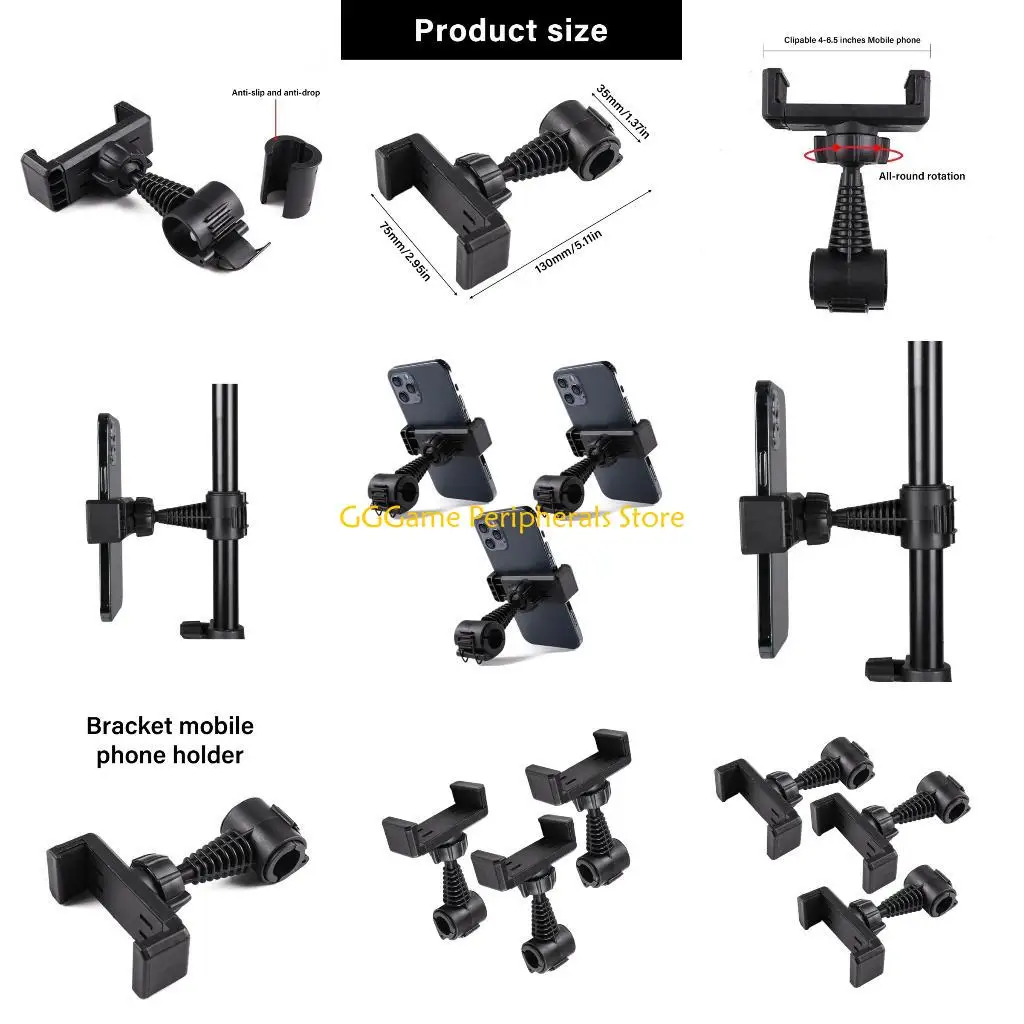 

U55B 3Pcs Cellphone Holder for Microphone Stand 360 Degree Rotate Adjustable