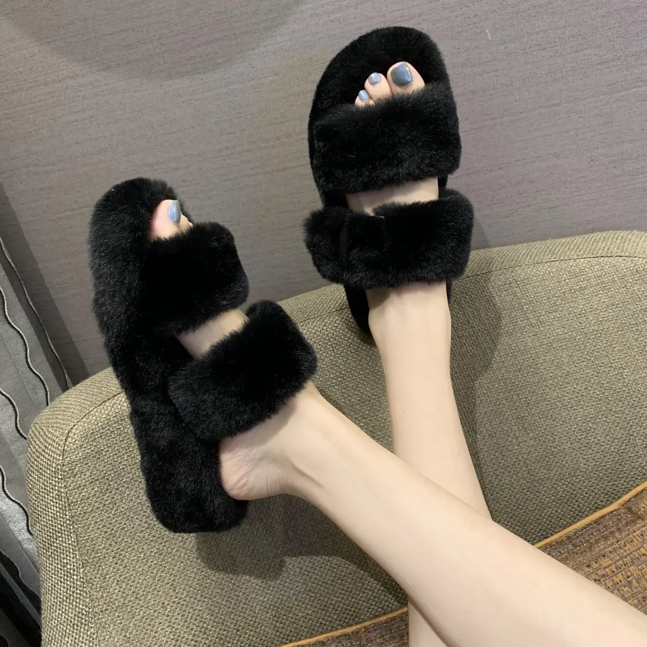 Spring Winter Slippers Soft Cute Warm Home Men Women House Floor Indoor Slides Fat Dudu Shoes Room Flat