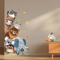 Home Wall Corner Decals - 8 Hidden Animal Stickers for Room Doors Cute Peek-A-Boo Animal Window Stickers for Kids
