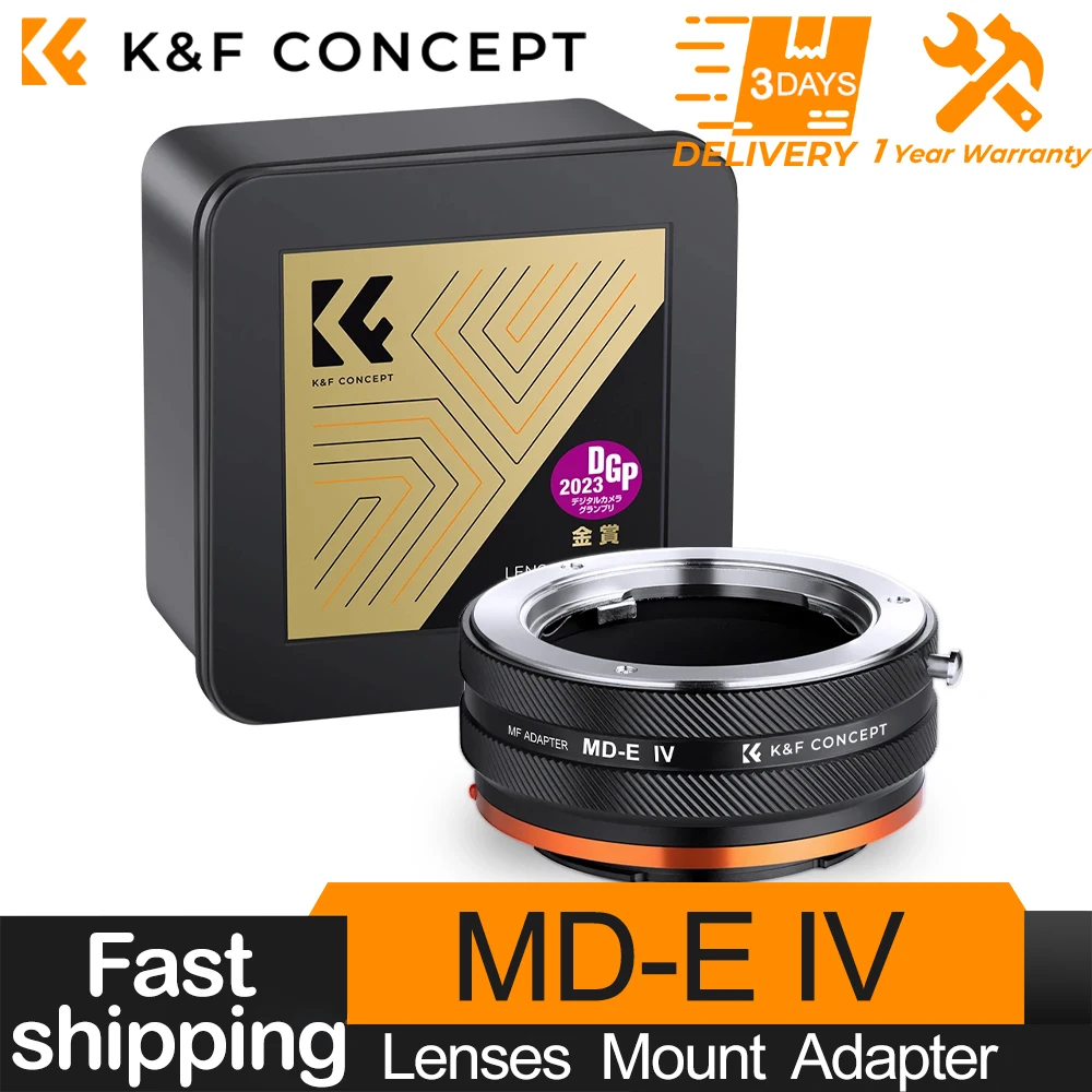 K&F Concept MD-E IV PRO for Minolta MD Mount Lens to Sony E FE Mount Camera Adapter Ring for Sony A3500 A5100 A6400 A6500 A7R