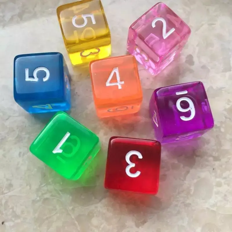 10Pcs/set Digital Dice Puzzle Game Accessory 16 mm Board Game DIY Transparent clear Dice