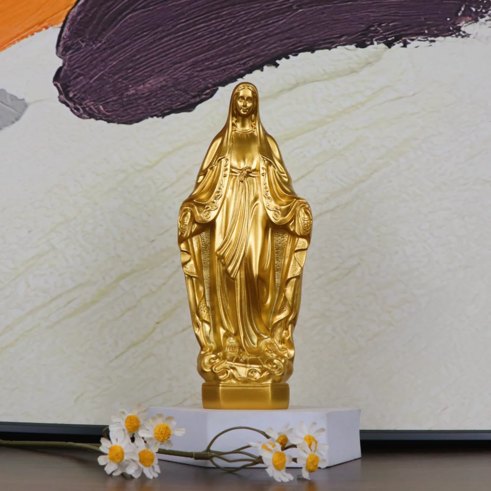 Bild der Heiligen Statue Unserer Lieben Frau Maria, Jungfrau-Statue aus Kunstharz, christliche katholische Dekoration, religiöses Gebet, Figur der Heiligen Familie – Detail 3