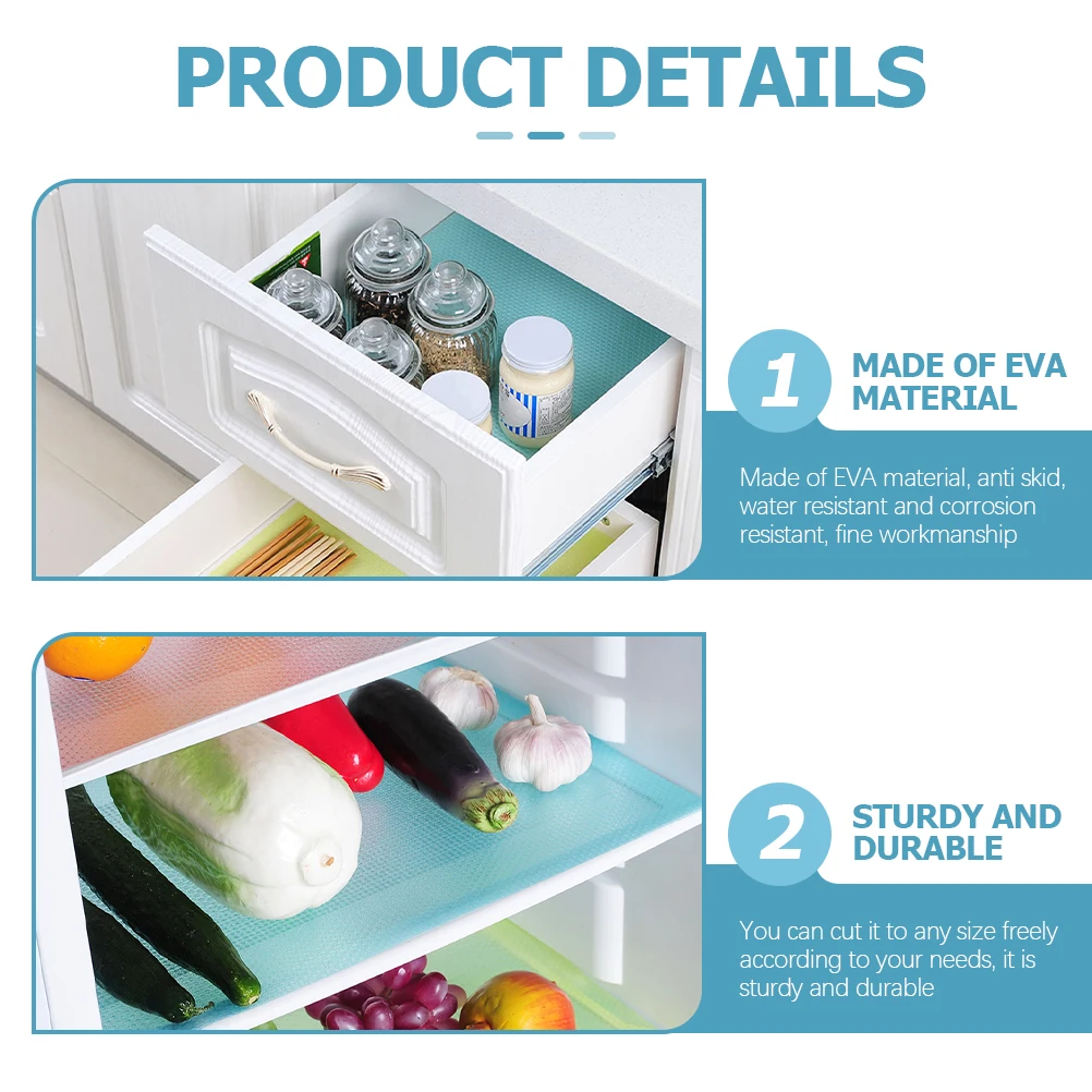 

16 Pcs Drawer Mat Cabinet Liner EVA Material Anti Skid Water Resistant Shelf Liners for Kitchen Fridge Customizable Size Sturdy