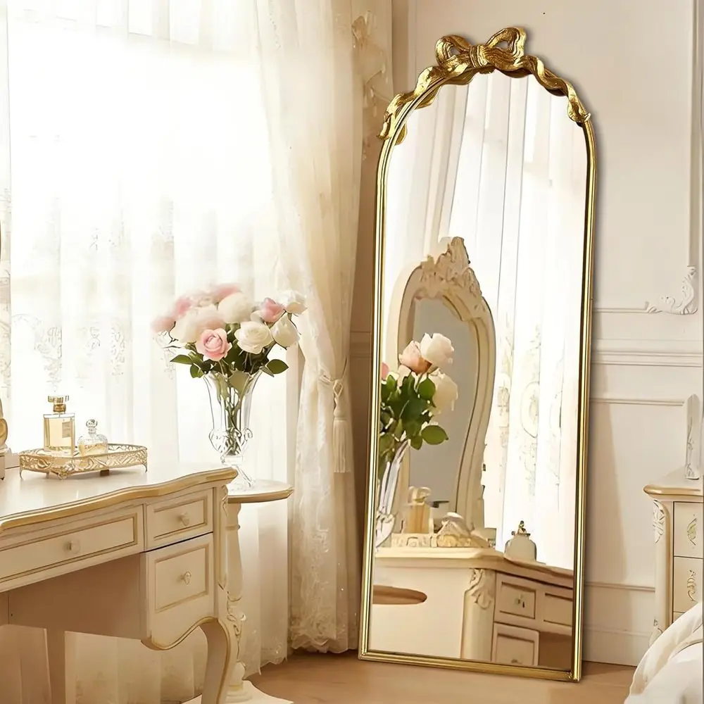 

Gold Bow ull Length Mirror Standing ull Body Decorative loor Mirror Bedroom, Living Room and Cloakroom 55" L x 21"