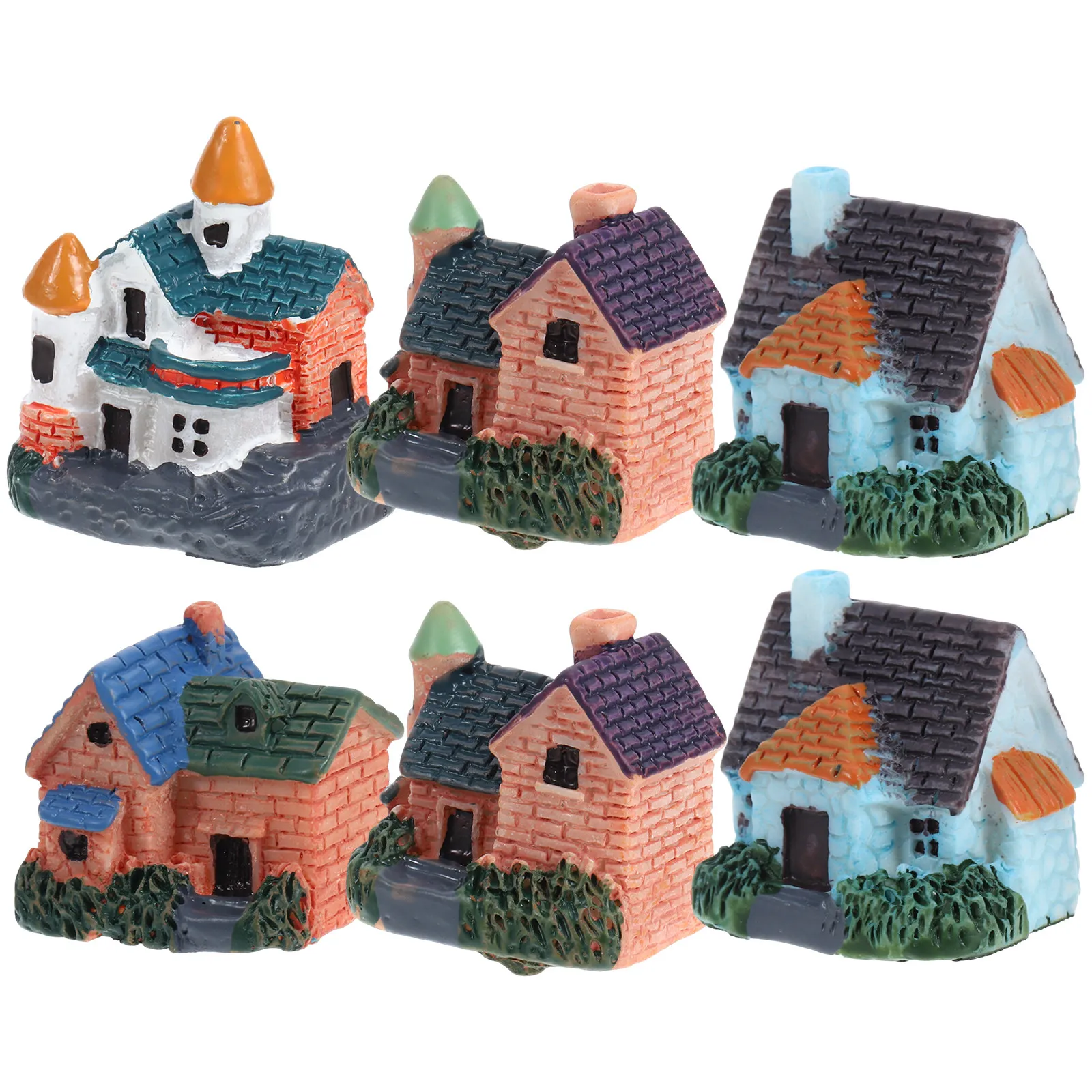 6pcs Resin Thatched Hut Miniature Houses for Bonsai Fairy Garden Decoration – DIY Micro Landscape Craft