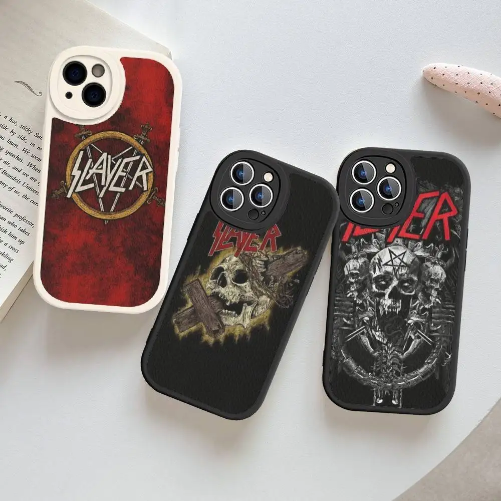 

1pc Heavy Metal S-slayer Band Phone Case Hard Leather For IPhone 16 15 14 13 12 Mini 11 14 Pro Max Xs X Xr 7 8 Plus Fundas