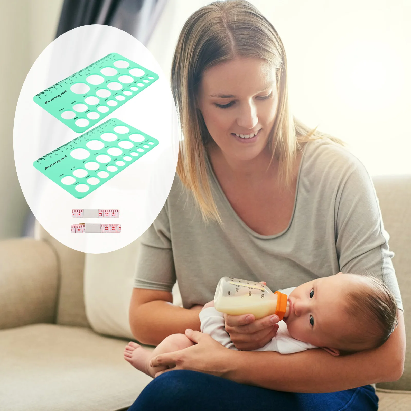 

Multifunctional Measurement Tool Flange Size Ruler Breast Pump Shields Accurate Scale Portable Green Sizing Card Easy for Baby