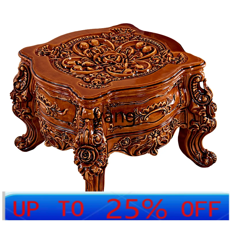 LH solid wood carving flower ribbon glass countertop corner few telephone villa furniture