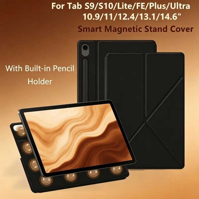 For Samsung Galaxy Tab S10+ 12.4 Case Magnetic Stand with Built-in Stylus Holder Tab S10 Ultra 14.6 S10 Lite S9 FE Plus Cover