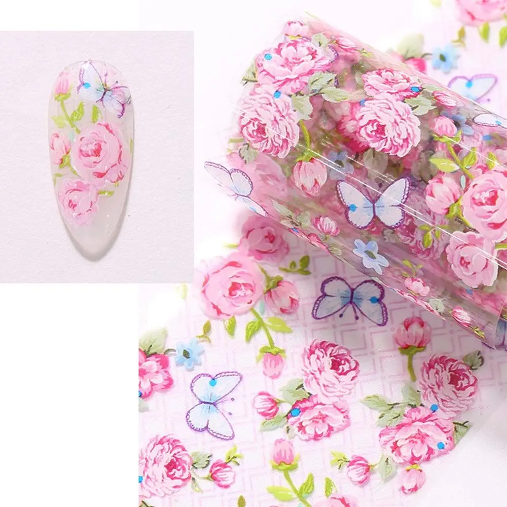 Nail Art Decoration Full Wraps Sliders Holographic Nails Decals Floral Nails Stickers Transfer Paper Decals Flower Nail Foils