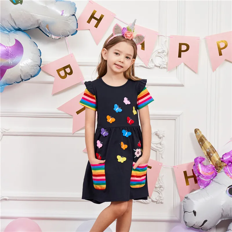

Jumping Meters Summer Butterflies Girls Birthday Dresses Unicorn Fashion Toddler Costume Party Princess Children's 3-8T Frocks