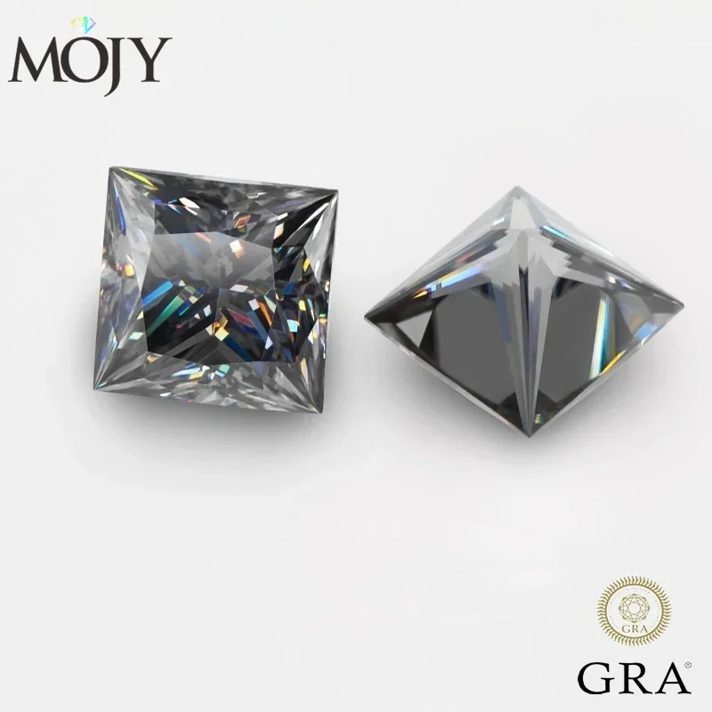 MOJY-Pierre de moissanite grise pour femme, coupe princesse, certificat GRA, bricolage, matériel de joaillerie fine, 0.6 ~ 10ct