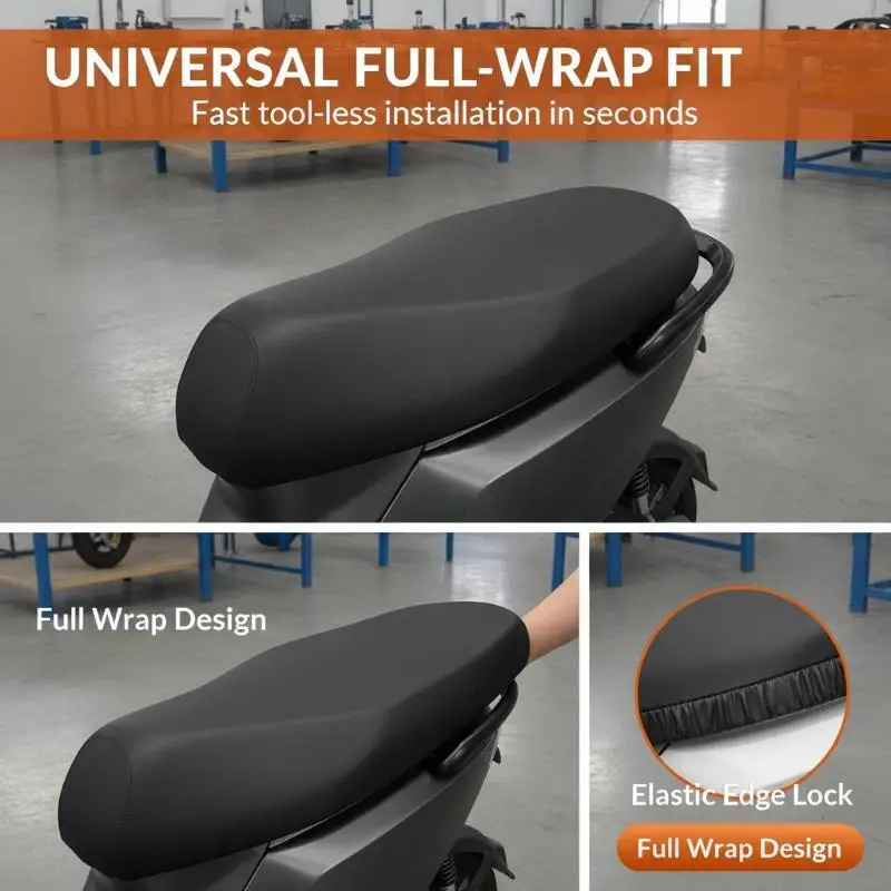 Elastic Universal Motorcycle Seat Cover Lightweight Portable Protector Fits Most Motorbikes for Travel Use