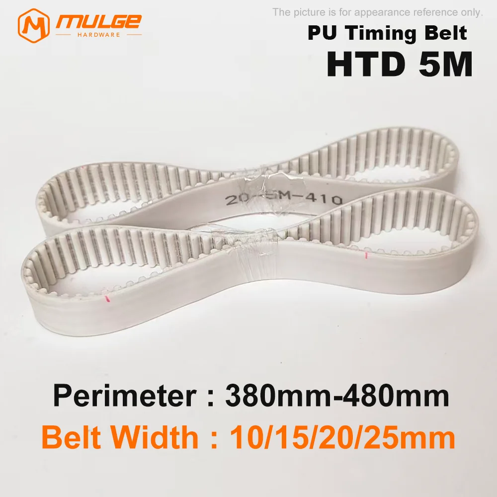 HTD5M Polyurethane Steel Wire Connecting Belt Length 380/385/390/395/400-480mm Width10/15/20/25mm HTD5M PU Timing Belt