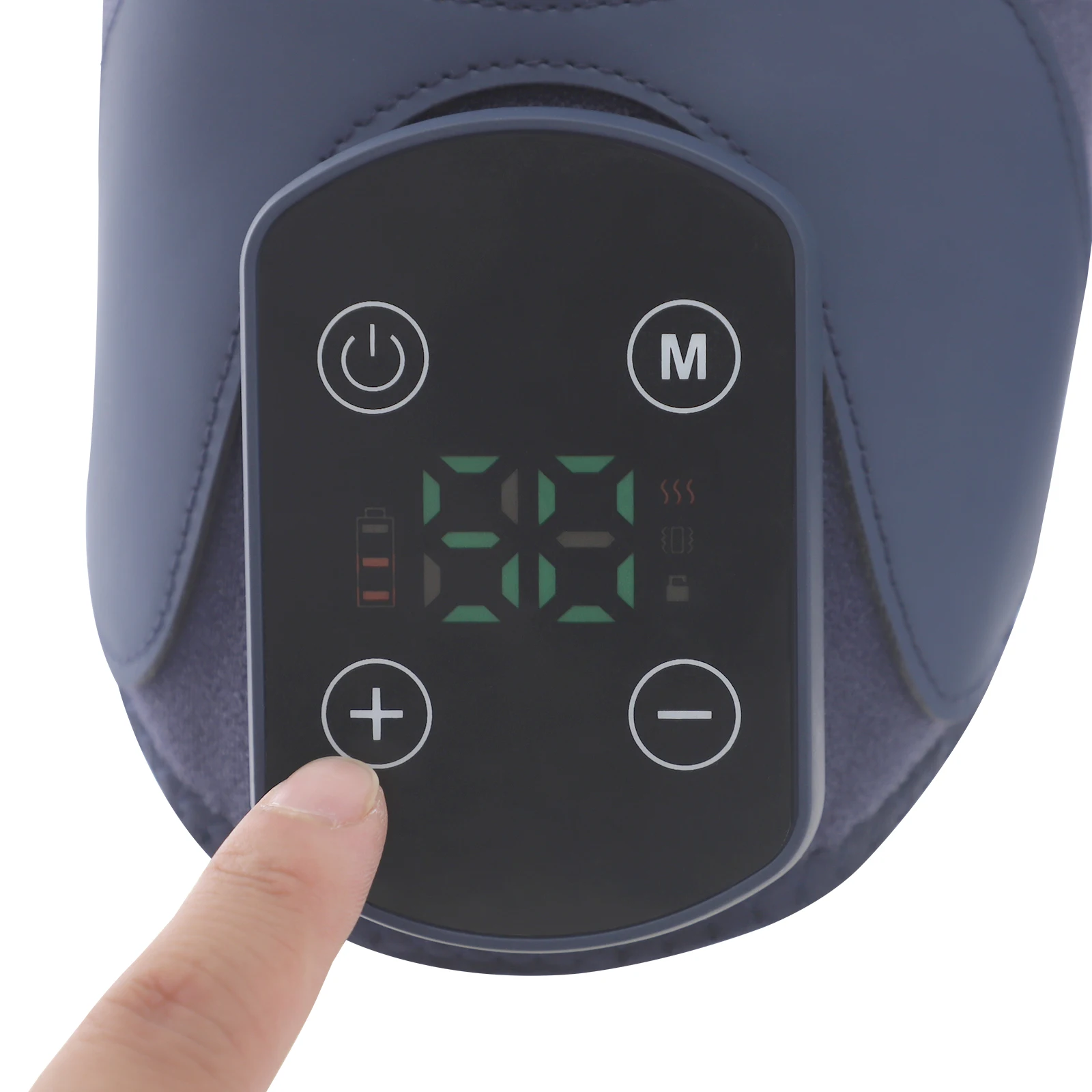 แผ่นรองเข่านวดไฟฟ้าสีน้ำเงินเข้ม 5V, เครื่องนวดเข่า, เครื่องนวดเข่าแบบให้ความร้อนและสั่นสะเทือนสำหรับรอบต้นขาสูงสุด 16.9 นิ้ว