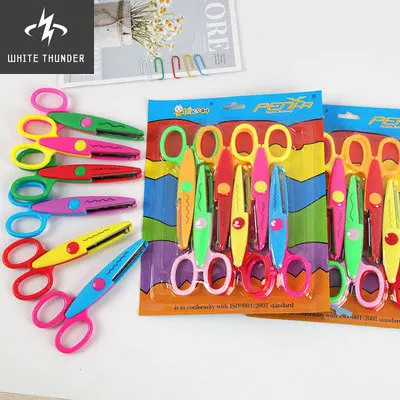 Paper-cut Lace Scissors Set DIY Photo Album Handmade Safety Children's Plastic Scissors 6-piece Set