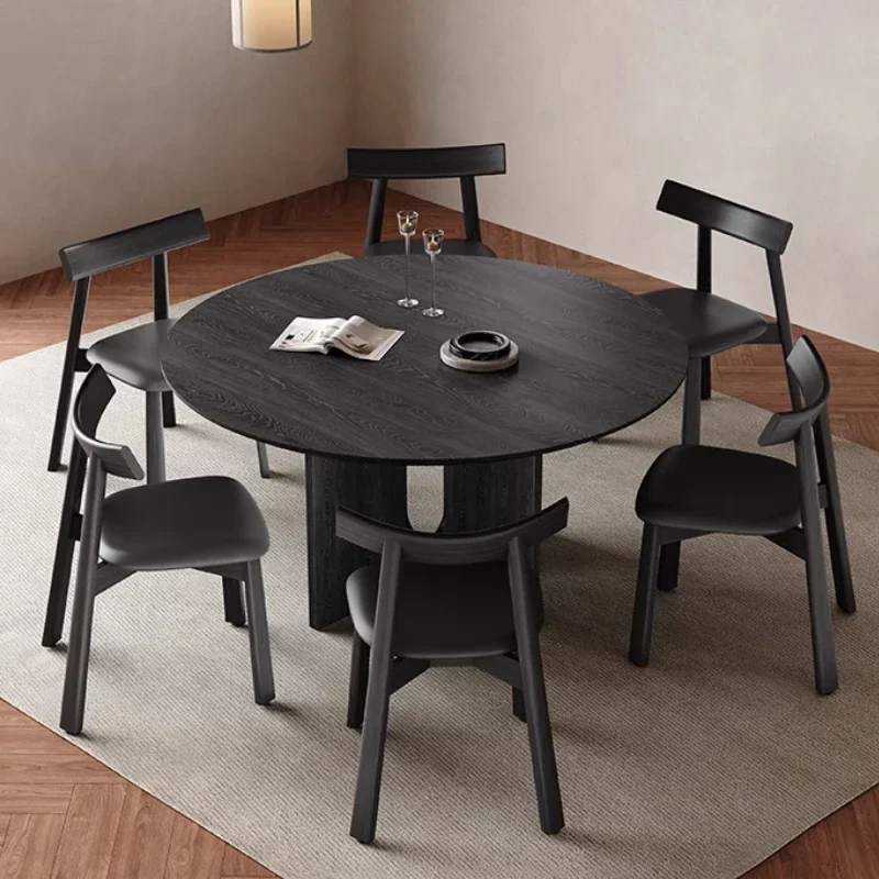 Solid Wood Round Dining Table Modern Apartmen Center Serving Coffee Tables Restaurant Living Room Muebles De Cocina Furniture