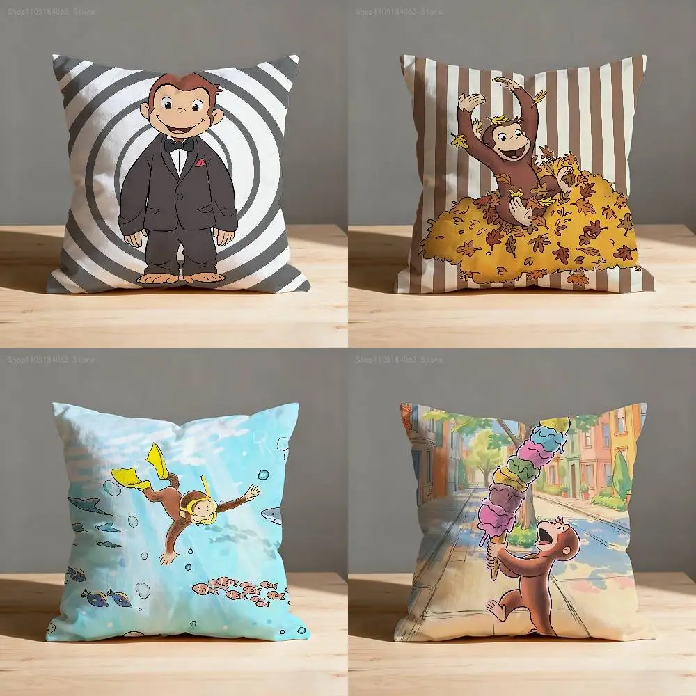 

C-Curious G-George Monkey Throw Pillow Case For 50x50cm 40x40cm 55x55cm 45x45cm 30x30cm Square Bedroom Pillowcase Cover
