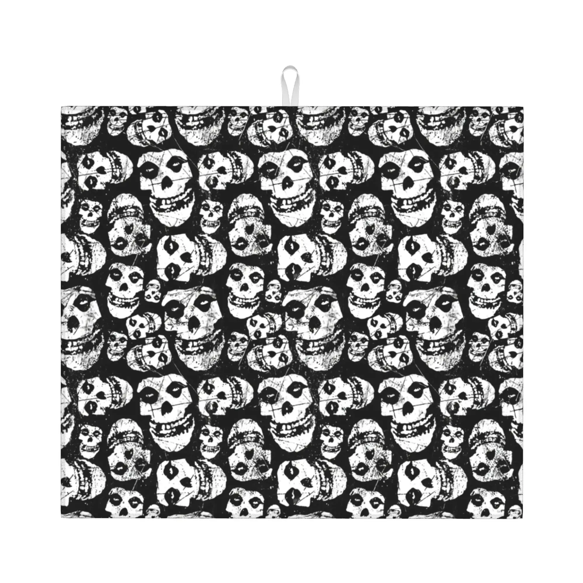Drying Mat For Kitchen Misfits Horror Punk Rock Band Barware Tableware Oil Proof Reusable  Washable Kitchen Sink Drying Pad