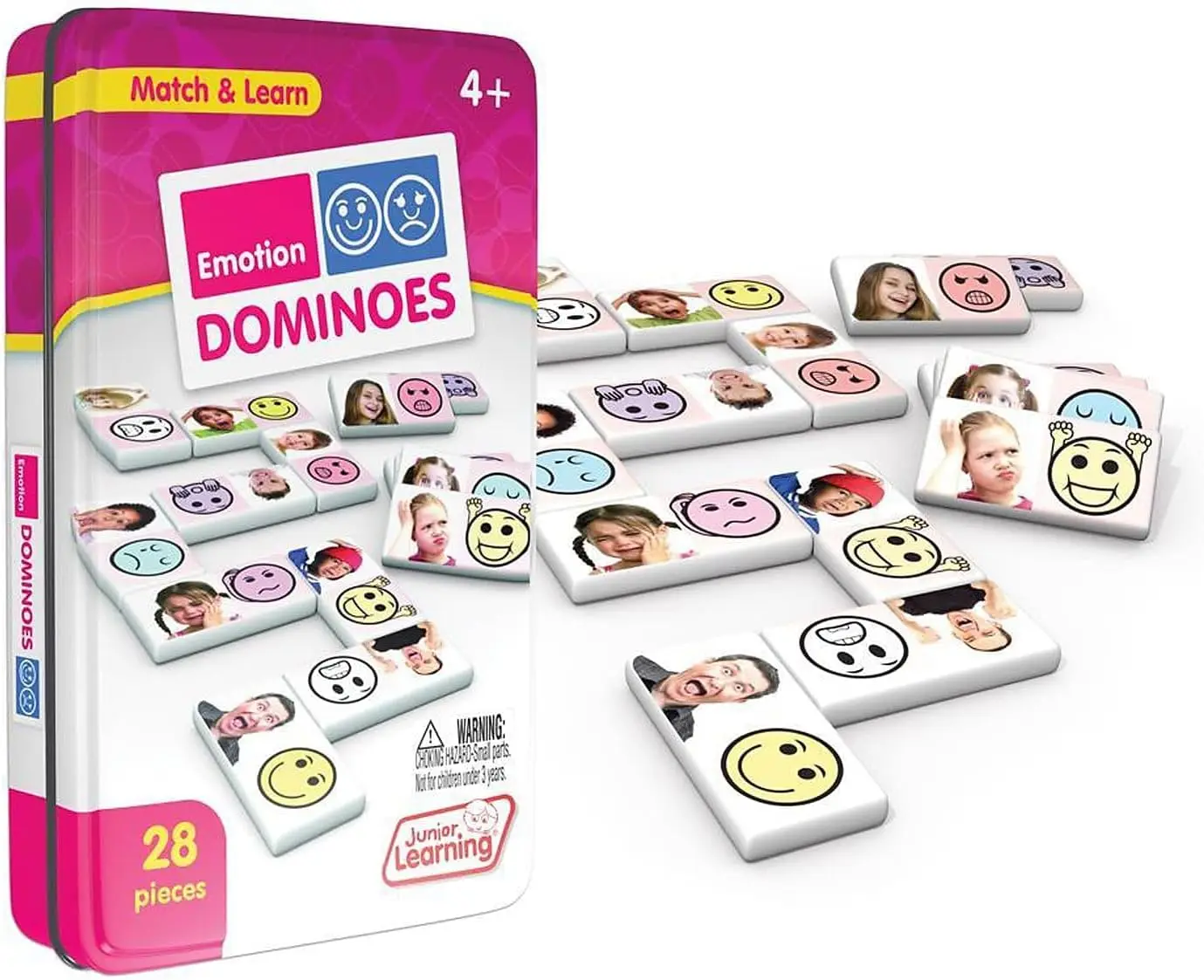 

Эмоциональные домино-плитки: развивающая игра для детей, размеры 4,7 x 1,5 x 7,8 дюймов, увлекательное обучающее средство