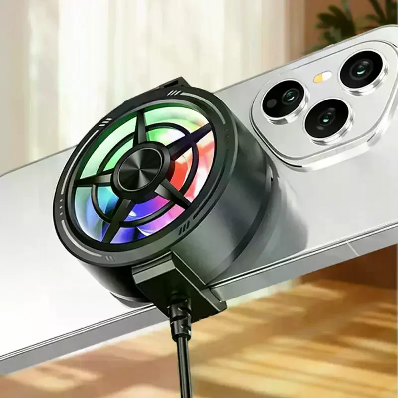 On Phone Cooler Fan Rgb Light Usb Powered Mobile Phone Radiator Fast Heat Dissipation For Gaming Live Streaming Clip