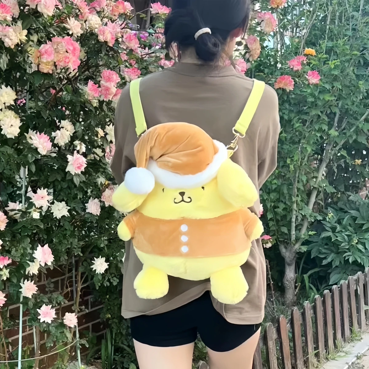 Mochila Sanrio Cinnamoroll Pochacco Pom Purin para niña, bolsa de felpa Kawaii, estilo japonés, regalos de navidad