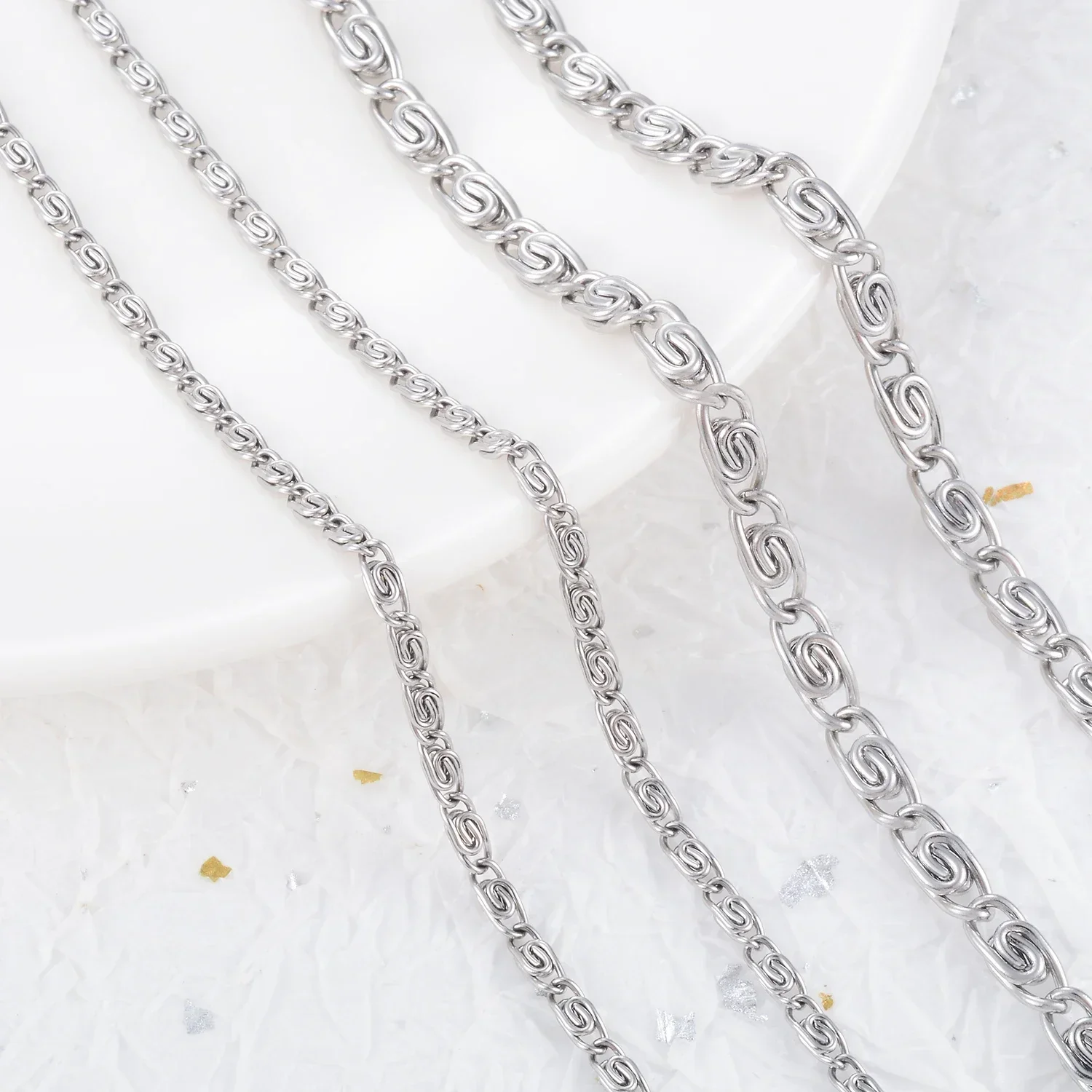 قلادة من الفولاذ المقاوم للصدأ Yadreva-Figaro ، لون فضي ، سلسلة مارينر ، قلادات حلزونية ، مجوهرات هيب بوب