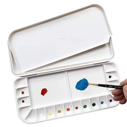 18-Wells Watercolor Paint Palette Premium Moisturizing Foldable Travel Portable Folding Paint Palette Box for Watercolor Acrylic