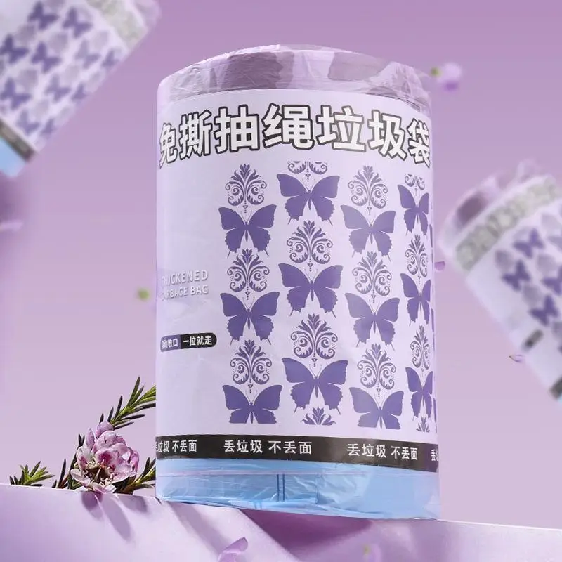 10/90pcs Lavender Scented Drawstring Garbage Bag, Disposable Bag, Suitable For Kitchen, Bedroom, Living Room, And Toilet