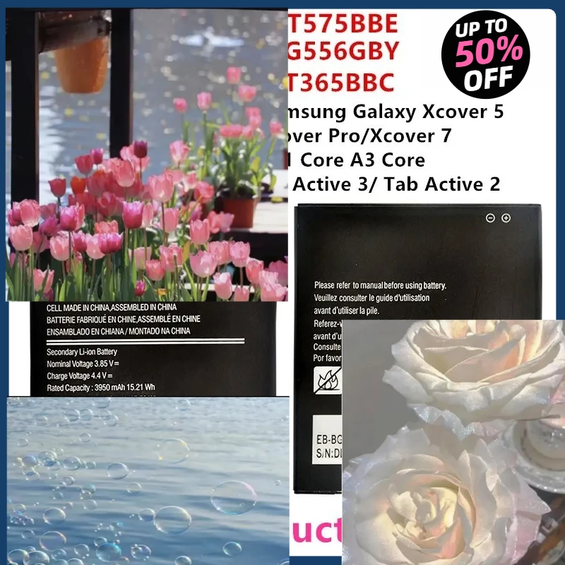 

EB-BT575BBE EB-BG556GBY BG715BBE BT365BBC BG525BBE Battery For Samsung Galaxy Xcover 5 6 7 Pro A01 Core A3 Tab Active 2 3
