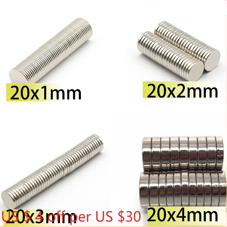 N35 20x1 20x2 20x3 20x4 Magnet Neodymium Nickle Search Strong Rare Earth Motors Speakers Suspension Medical Magnetic Fridge DIY