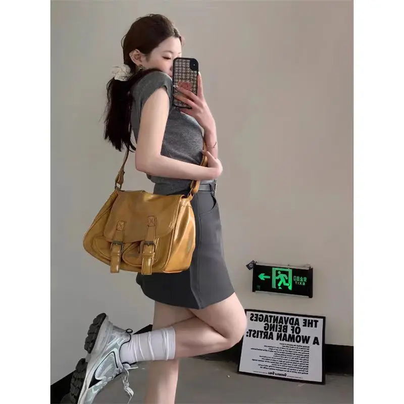 Girls Retro Commuter Crossbody Bags 2024 New JK Uniform College All-match Bags Ins One-shoulder Diagonal Bag