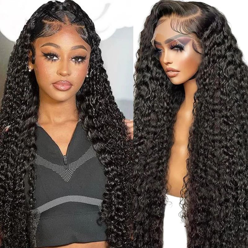 Deep Wave 13x4 Lace Frontal Remy Human Hair Wig 100% Water Curly 200 Density 13X6 Lace Front Wig Malaysia Hair For Women