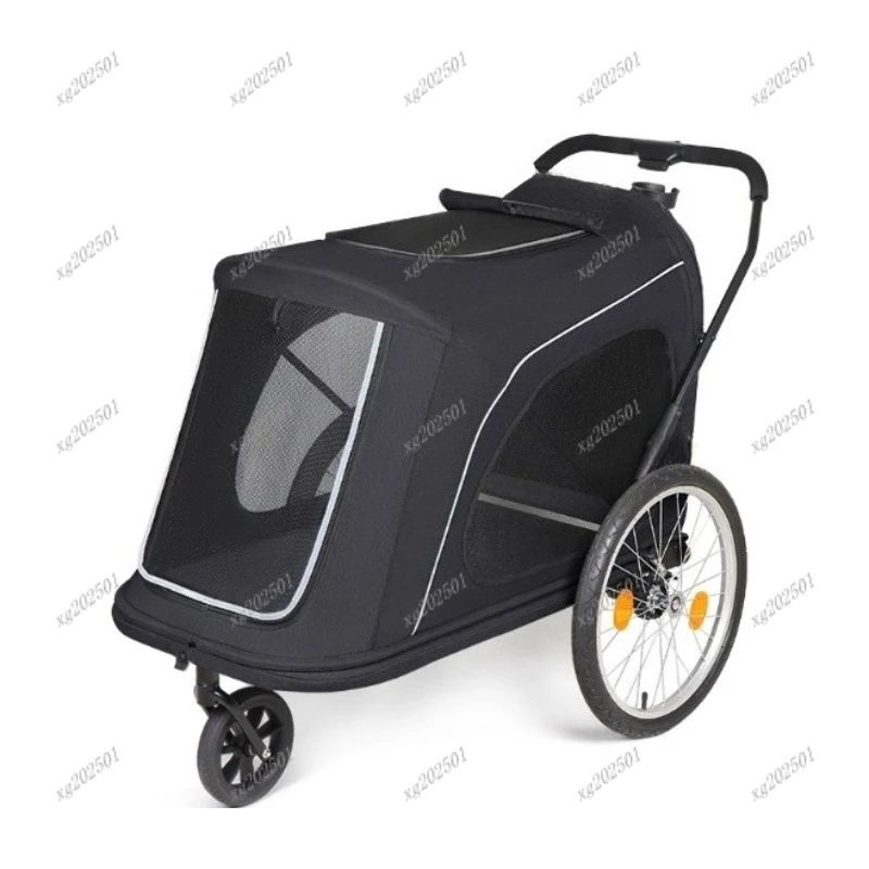 Large Pet Cart for Bicycle with One-Click Fold Towable Outdoor Travel Cart for Big Elderly Dogs