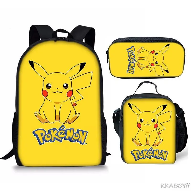 Pokemon Pikachu Schoolbags Set Anime 3D Printed Teenager Girls Boys Mochilas for Children Students School Bagpack