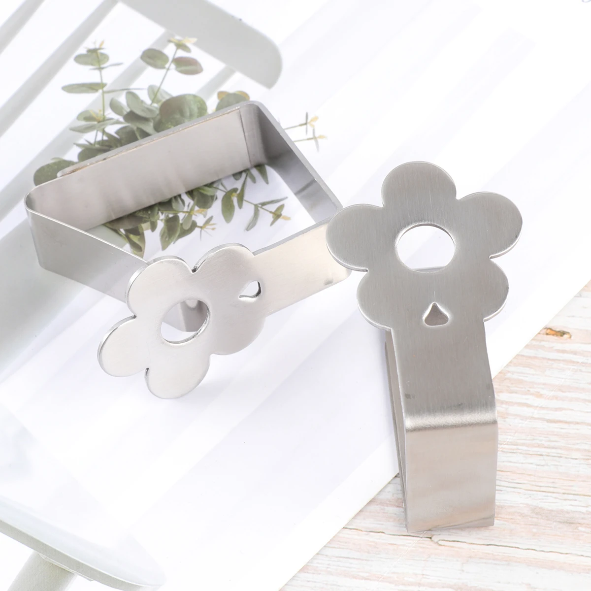 

4 Pcs Tablecloth Clips Stainless Steel Holders Clamp for Home Restaurant Weddings Parties Fits Most Tables