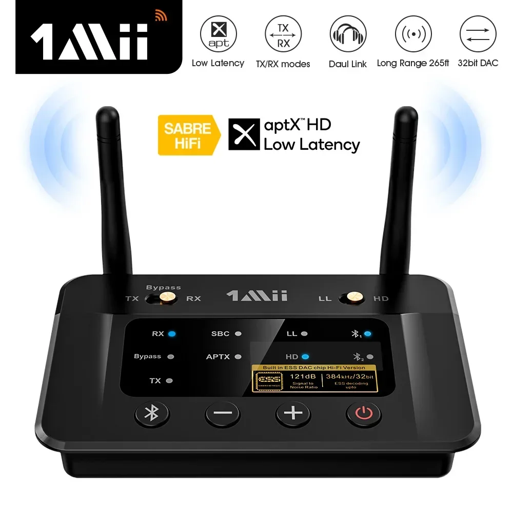 1Mii B03Pro Bluetooth 5,0 transmisor receptor aptX LL HD CSR8675 HiFi 32bit DAC 3,5mm Aux adaptador Bluetooth para TV PC auricul