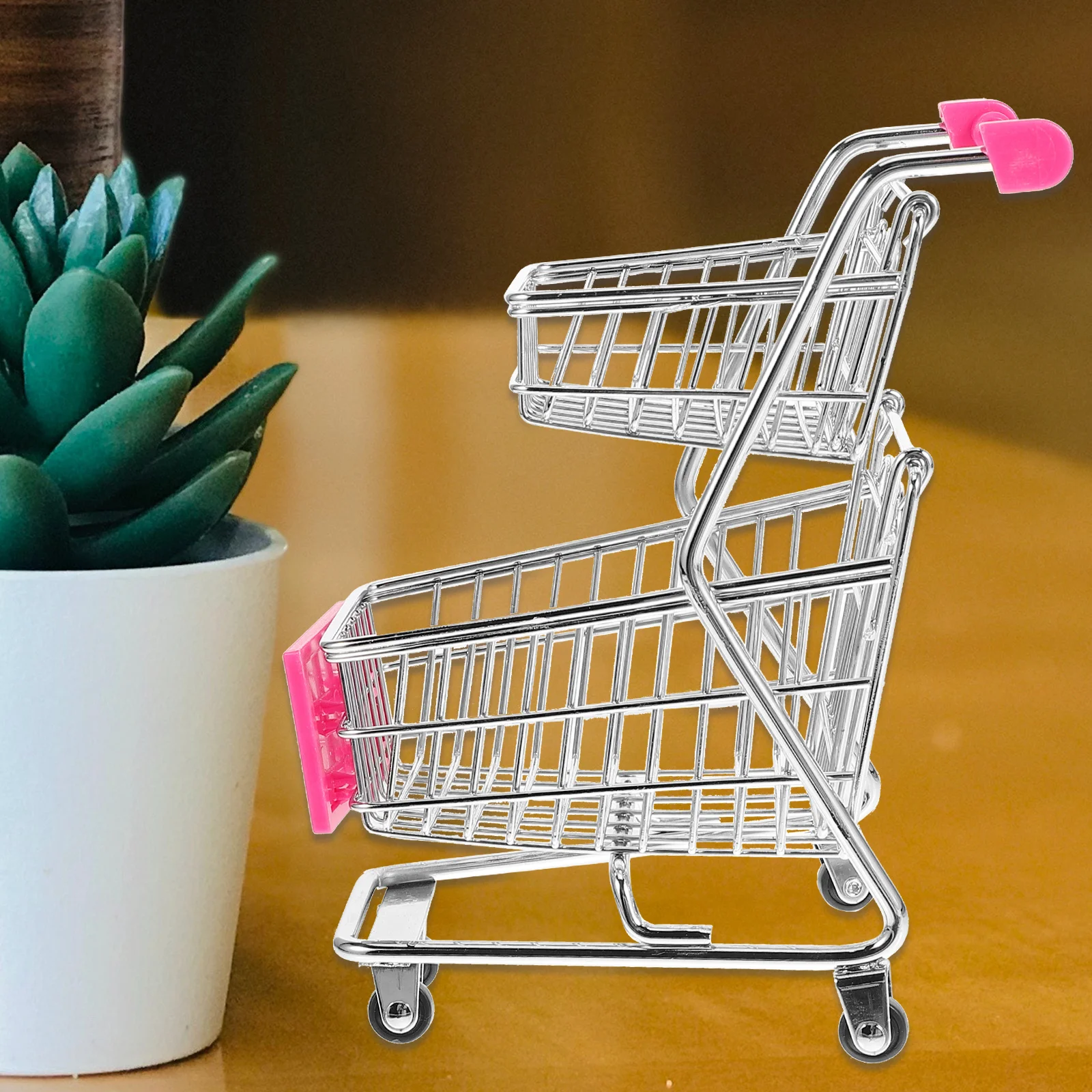 Cesta reutilizable de acero inoxidable para comida frita, Mini carrito de compras, cestas de almacenamiento de cocina multifunción, Mini carrito