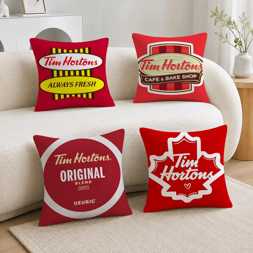 Food Brand Tim Hortons Cushion Cover Soft Plush Cushion Covers Fluffy Throw Pillow Cases for Sofa Bedroom Home Decor