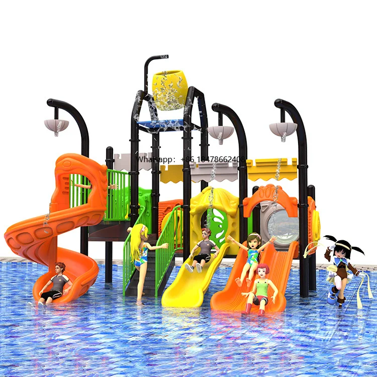 Amusement Children Water Park Plastic Outdoor Playground Play Equipment Water Slide Commercial With Pool