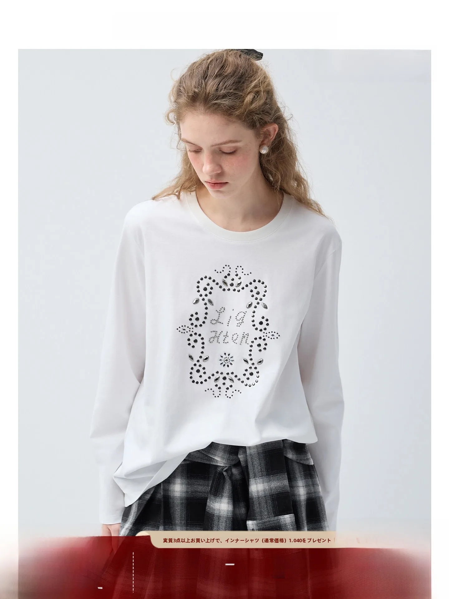 

Футболка VEGA CHANG Snowflake из хлопка с длинным рукавом, женская, свободного кроя, для весенних праздников, с бриллиантовой отделкой, удобная, дышащая