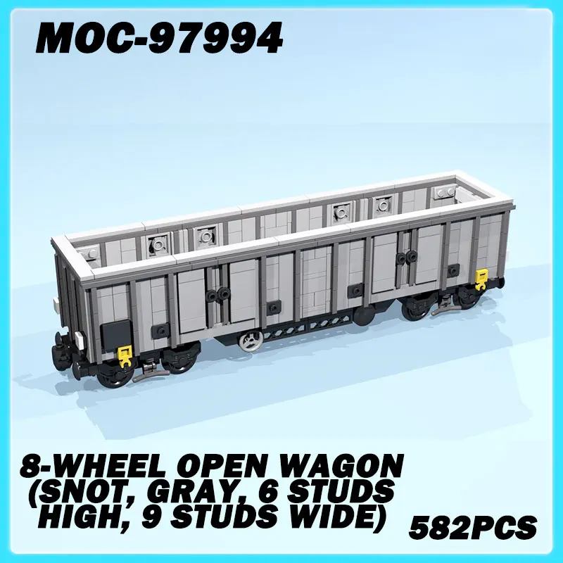 

MOC-97994 Мини-поезд, 8-колесный открытый универсал (СОТ, серый, высота 6 шпилек, ширина 9 шпилек) с танками, модель кирпича, головоломка, игрушка, подарки