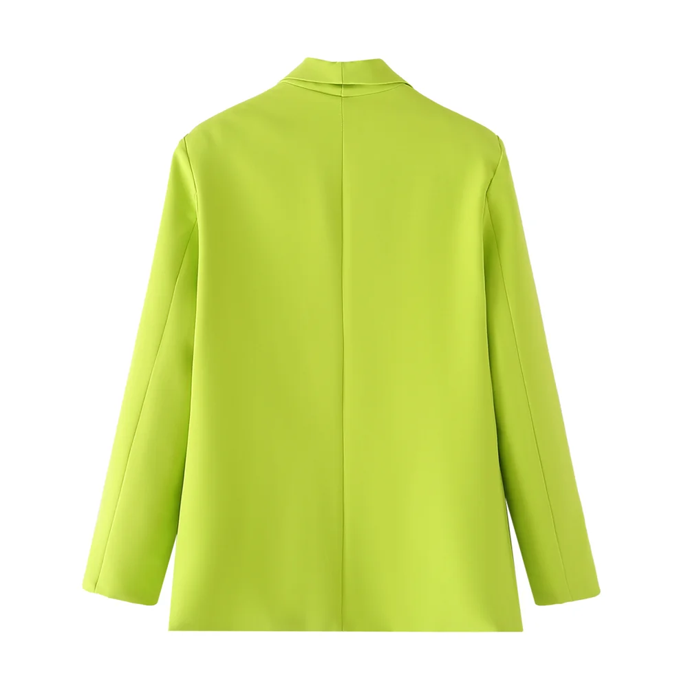 PB&ZA 2024 Spring New Women\'s Style Slim Fit Commuting Versatile Green Fruit Collar Solid Color Suit Coat