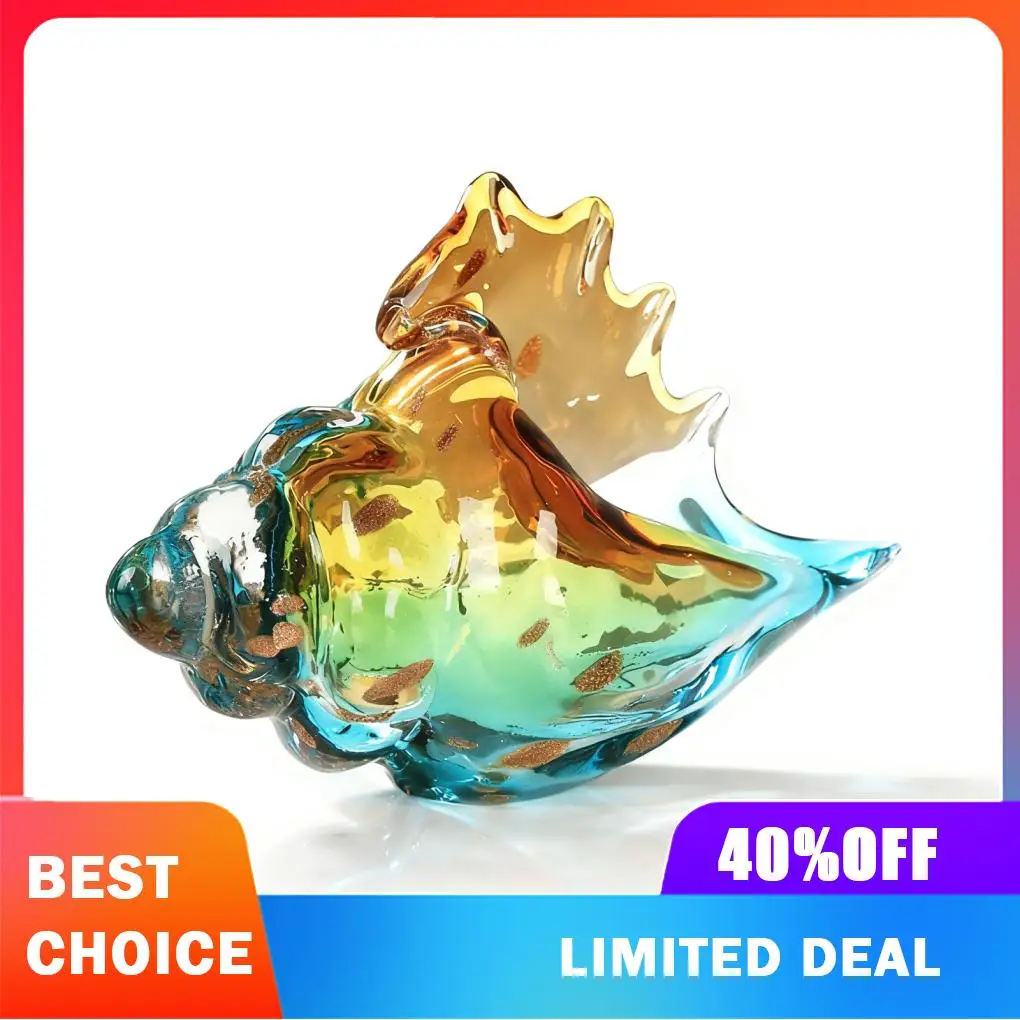 Colored Conch Ornament Modern Minimalist Decor Vibrant Multicolor Glazed Finish Durable Glass
