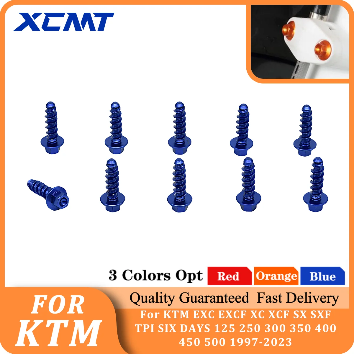 

For KTM EXC EXCF XC XCF SX SXF TPI SIX DAYS 125 250 300 350 400 450 500 1997-2023 10PCS Motocross Self Tapping Screw Bolt Kit