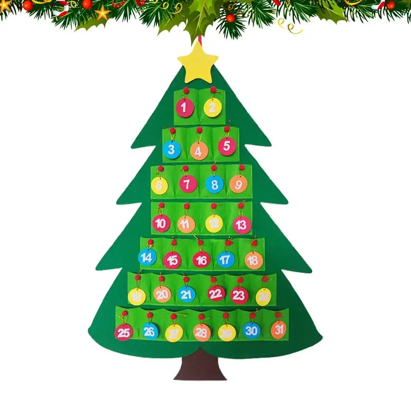 Kleinkind Filz Weihnachtsbaum Filz Weihnachtsbaum Kalender für Wand Wand Filz Weihnachtsbaum Ornament für Jungen Mädchen Kinder Kleinkind