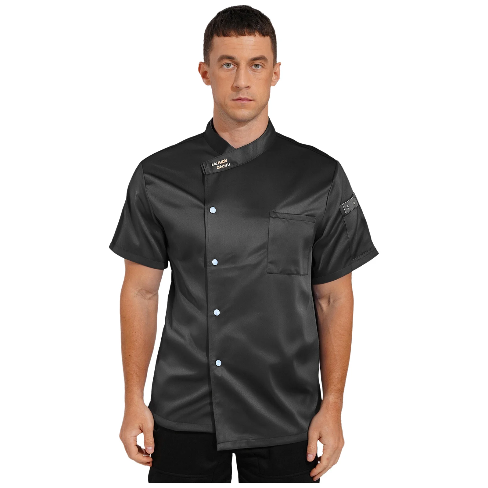 Abrigo de cocina para Chef para hombre, Tops de manga corta, chaqueta de cocinero con espalda de malla transpirable para Hotel, restaurante, cantina, trajes de trabajo de Chef de cocina