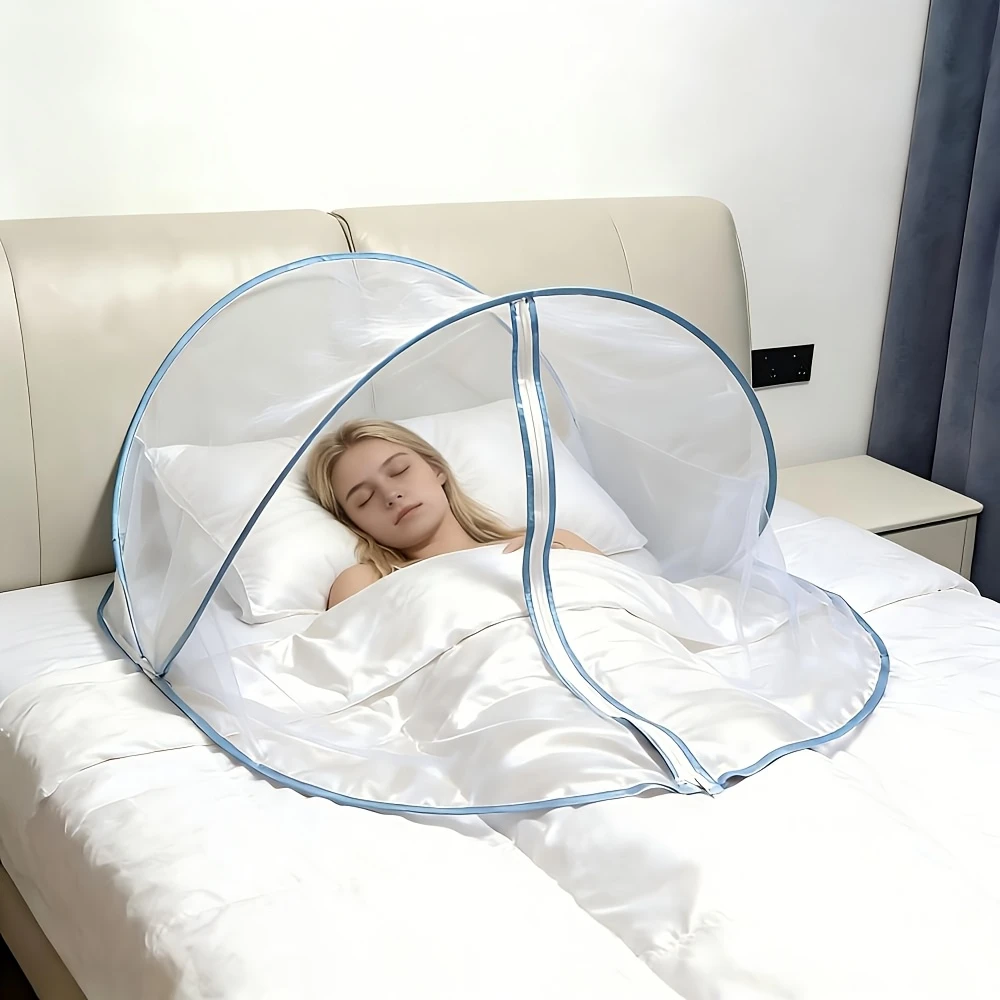 Novelty Pop-Up Bed Mosquito Net Tent Foldable Single Person Bed Canopy with Zipper Portable Insect Protection for Home Travel view 5