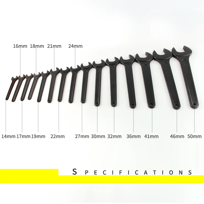 Heavy Duty Single Open End Wrench Black Spanner 14mm 16mm 17mm 18mm 19mm 21mm 22mm 24mm 27mm 30mm 32mm 36mm 41mm 46mm 50mm